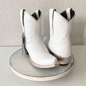 Lane EMMA JANE Womens Cowboy Bootie 7.5 White Western Cowgirl Short Ankle Boots